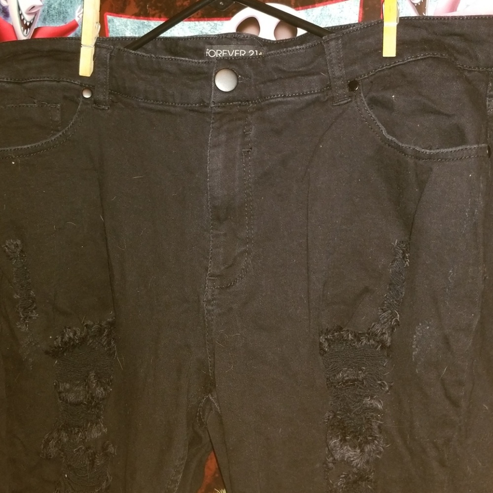 Forever 21+ distressed black jeans